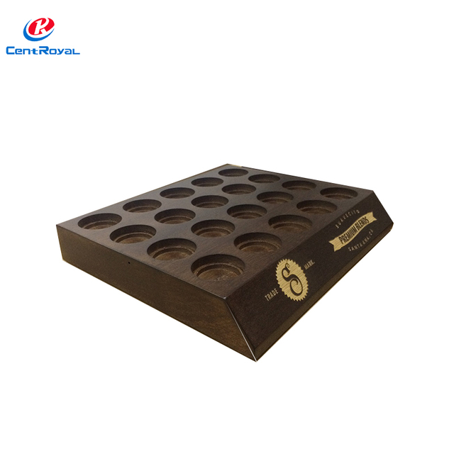 Donker hout Multi - Grid Display Tray: Op maat - Gegraveerd voor geurkaarsen